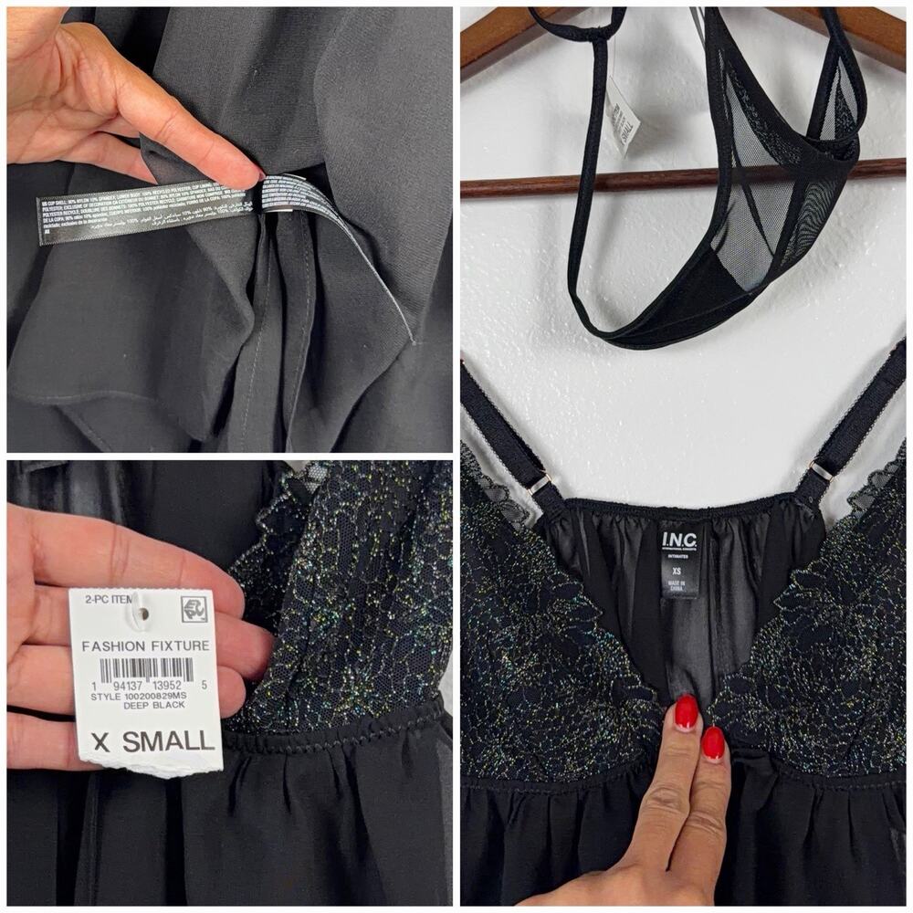 NWT I.N.C International Concepts Babydoll Chemise Thong Set XS - Picture 6 of 8